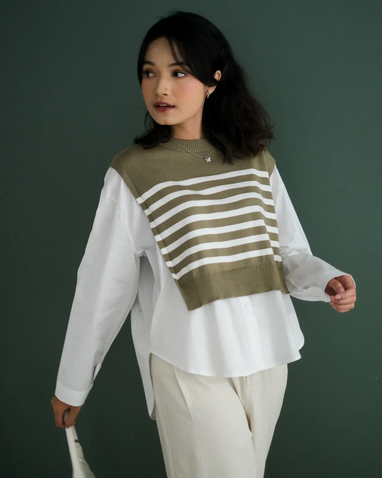 Graciela Stripe Longsleeve Kode 224 Sage Green - Image 3