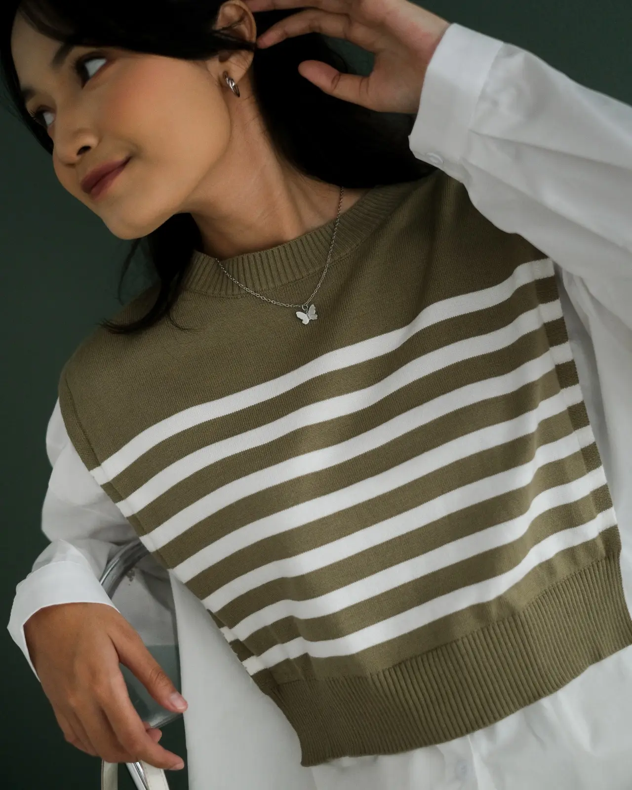 Graciela Stripe Longsleeve Kode 224 Sage Green - Image 2
