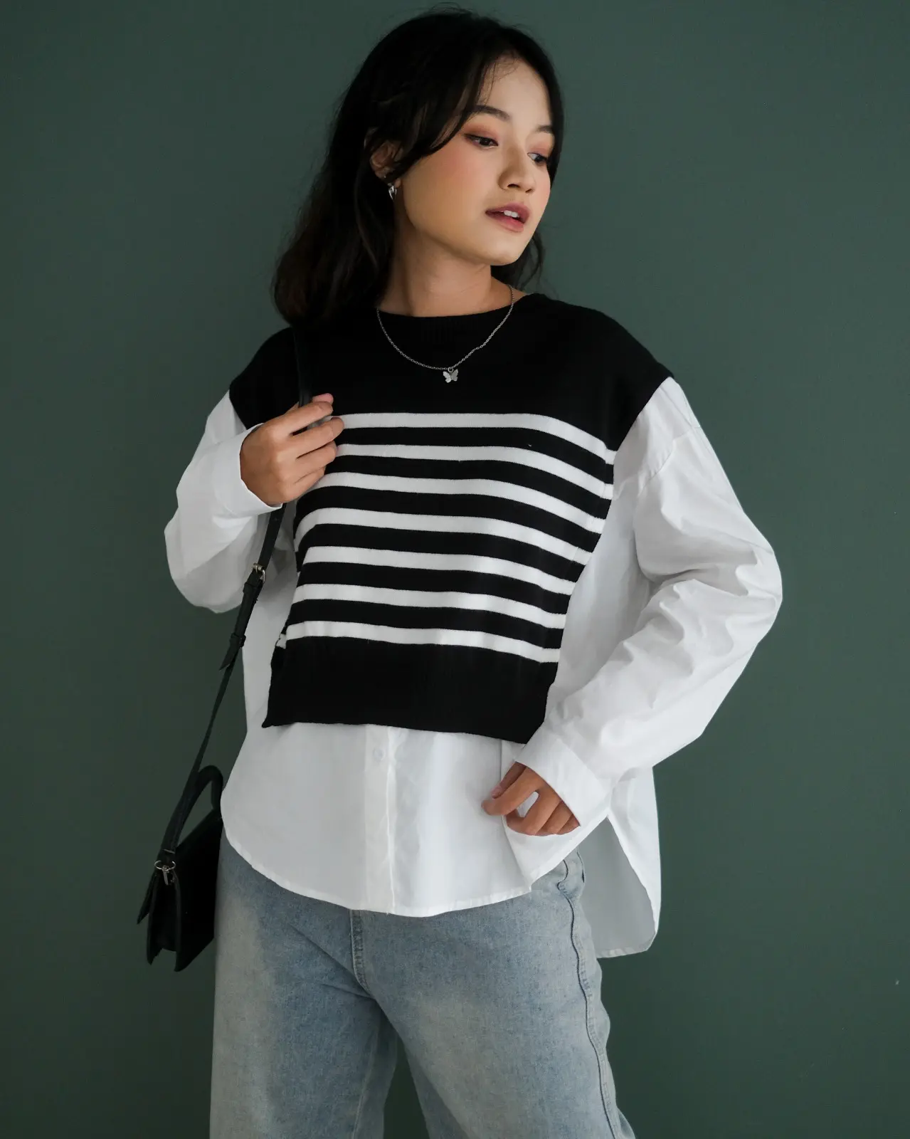 Graciela Stripe Longsleeve Kode 224 Black