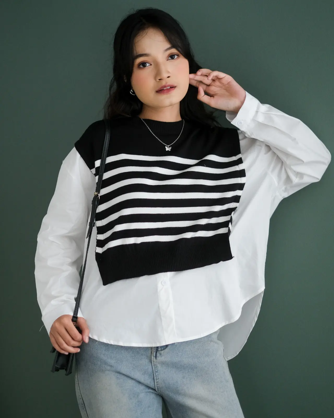 Graciela Stripe Longsleeve Kode 224 Black - Image 2