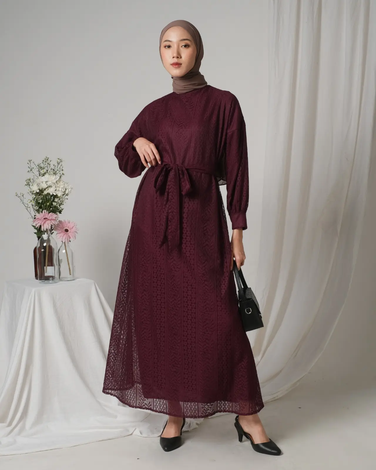 Helaina Maxi Dress Kode 3204 Burgundy