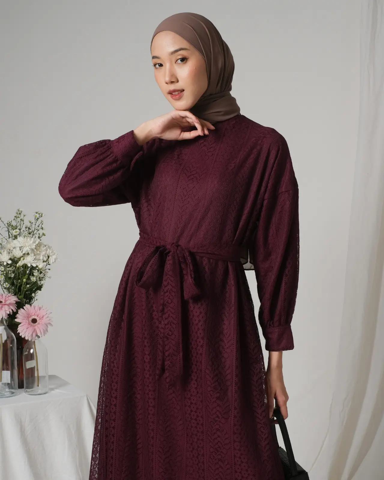 Helaina Maxi Dress Kode 3204 Burgundy - Image 2