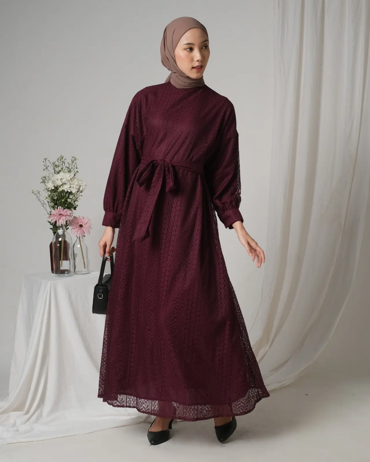 Helaina Maxi Dress Kode 3204 Burgundy - Image 3