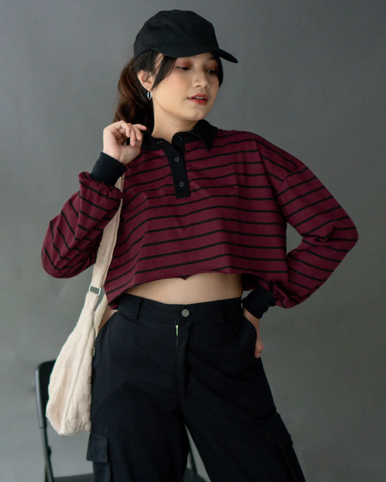 Morry Stripe Longsleeve Maroon-Black Small
