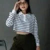 Morry Stripe Longsleeve Bw-Navy Small - Image 2
