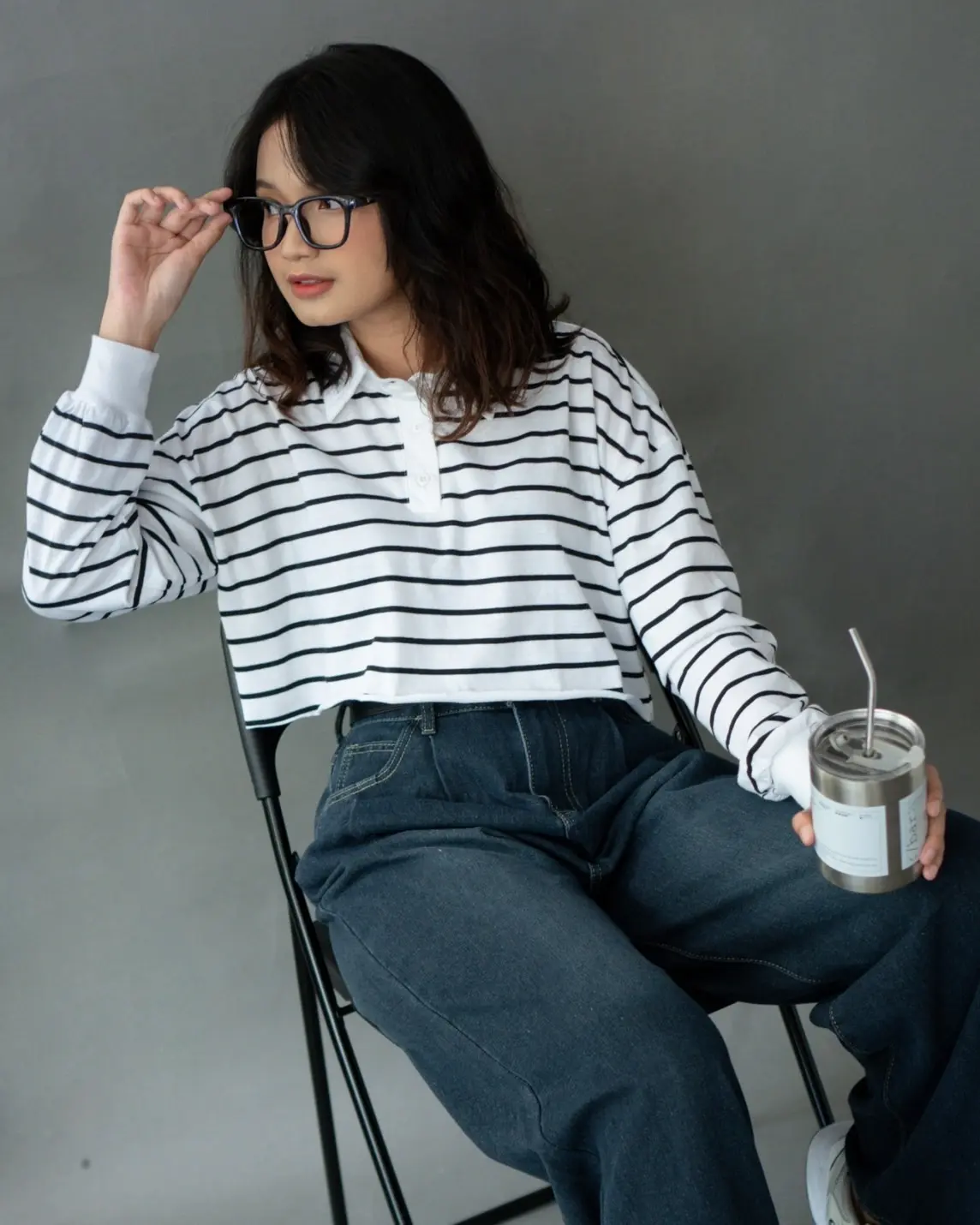 Morry Stripe Longsleeve Bw-Black Small
