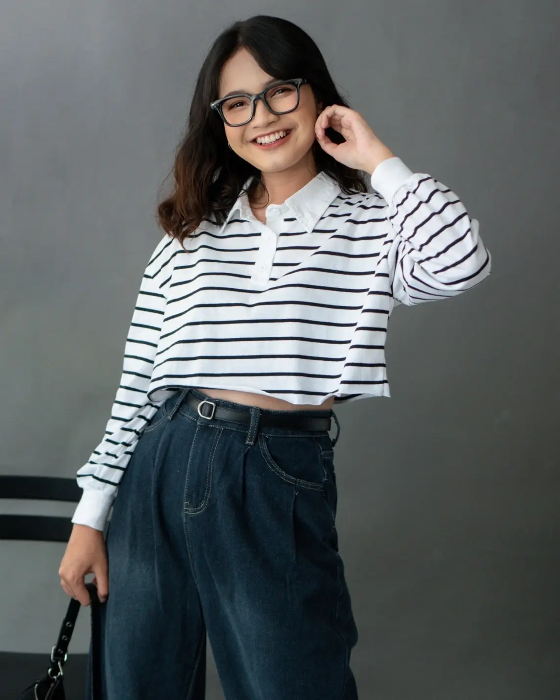Morry Stripe Longsleeve Bw-Black Small - Image 2