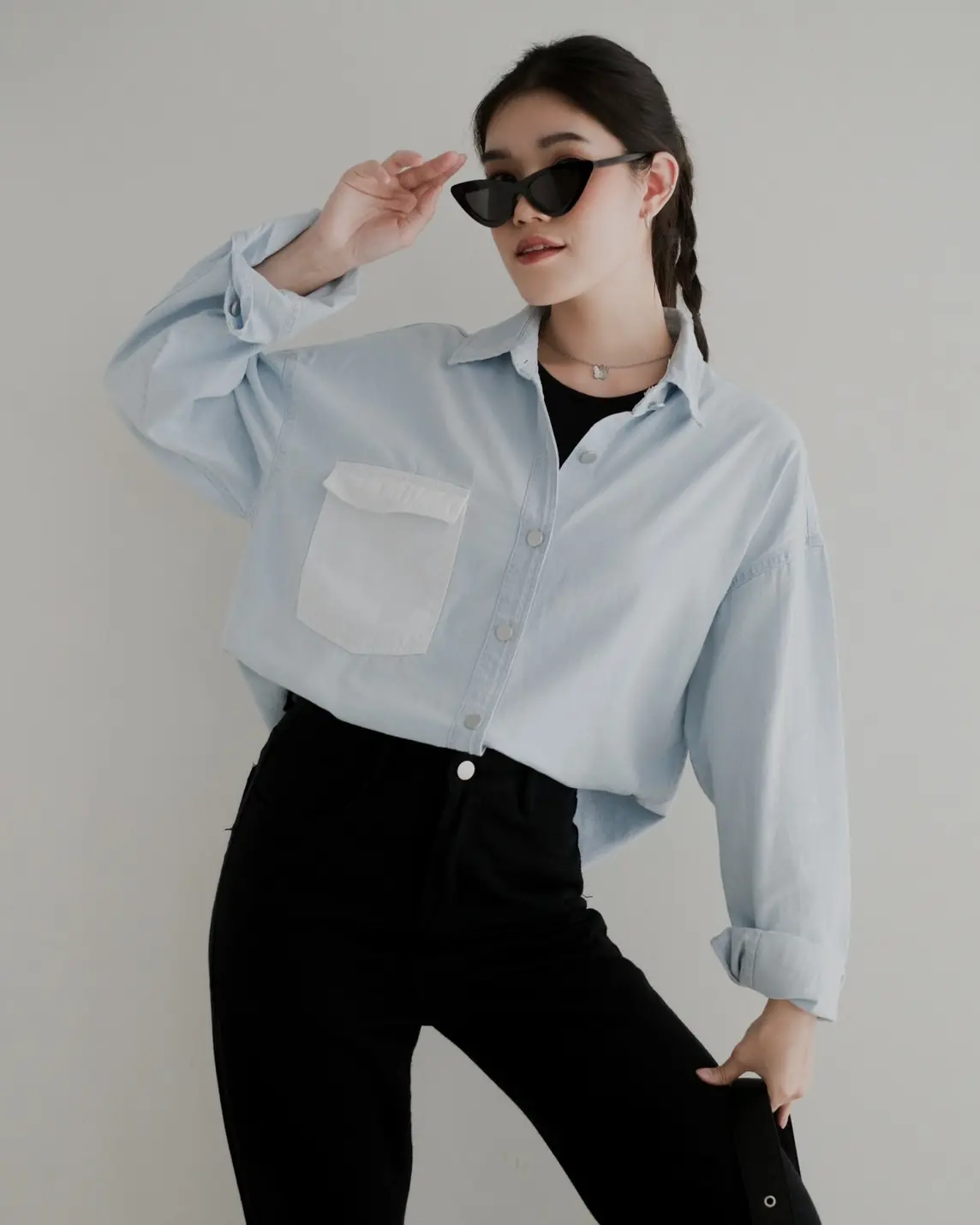 Camisha Denim Shirt Kode R049 Light Blue - Image 3