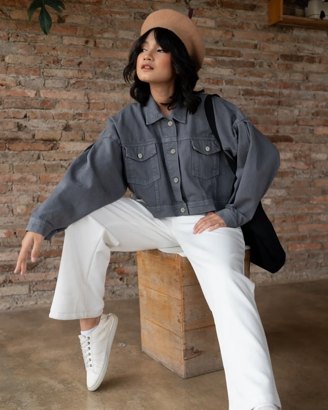 Chia Crop Jacket Stone