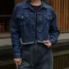 Darlene Denim Crop Jacket Dark Blue - Image 2