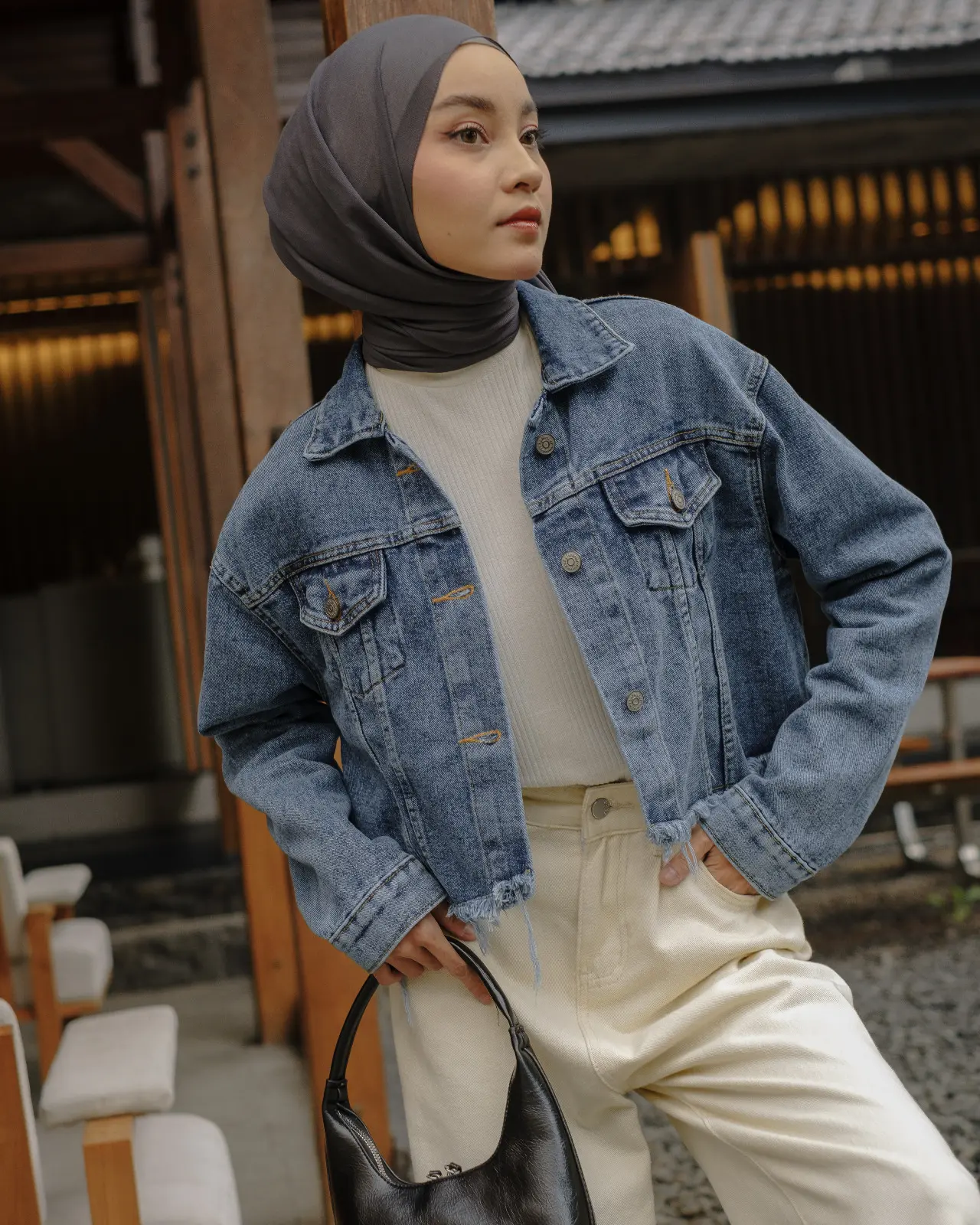 Darlene Denim Crop Jacket Acid
