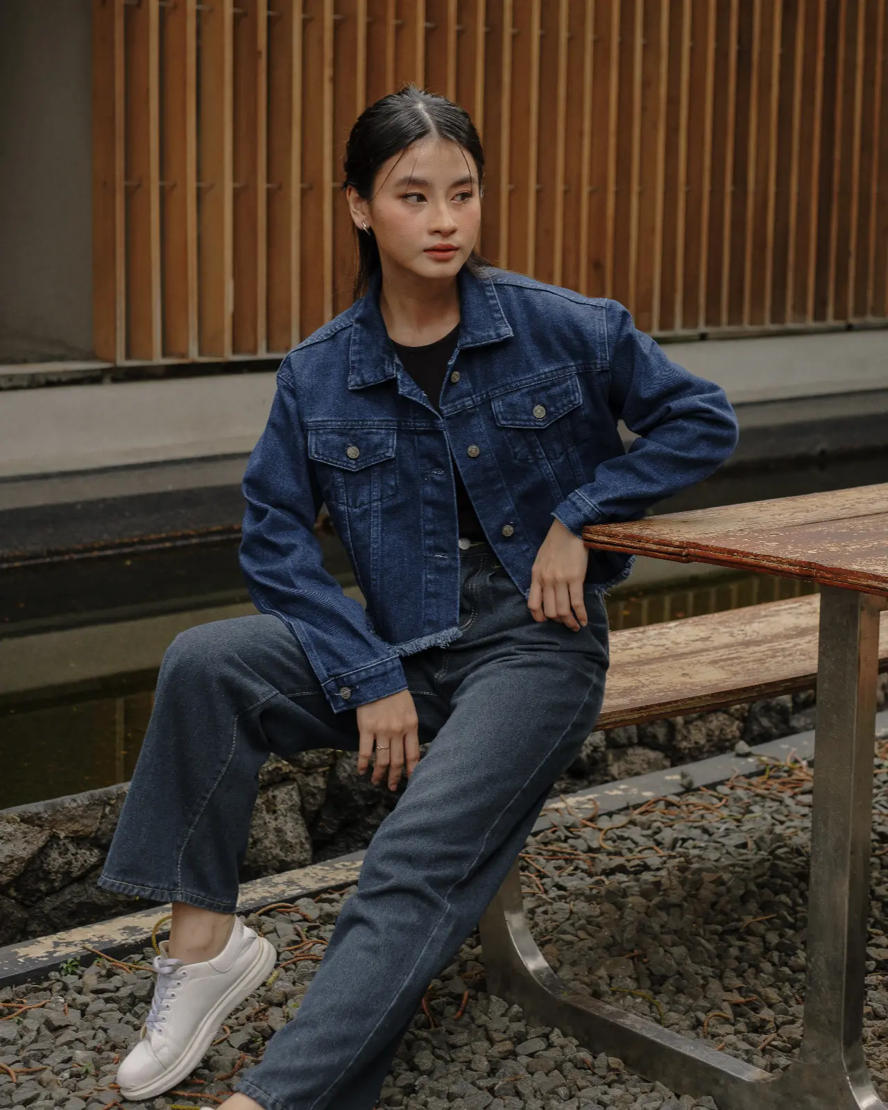 Darlene Denim Crop Jacket Dark Blue
