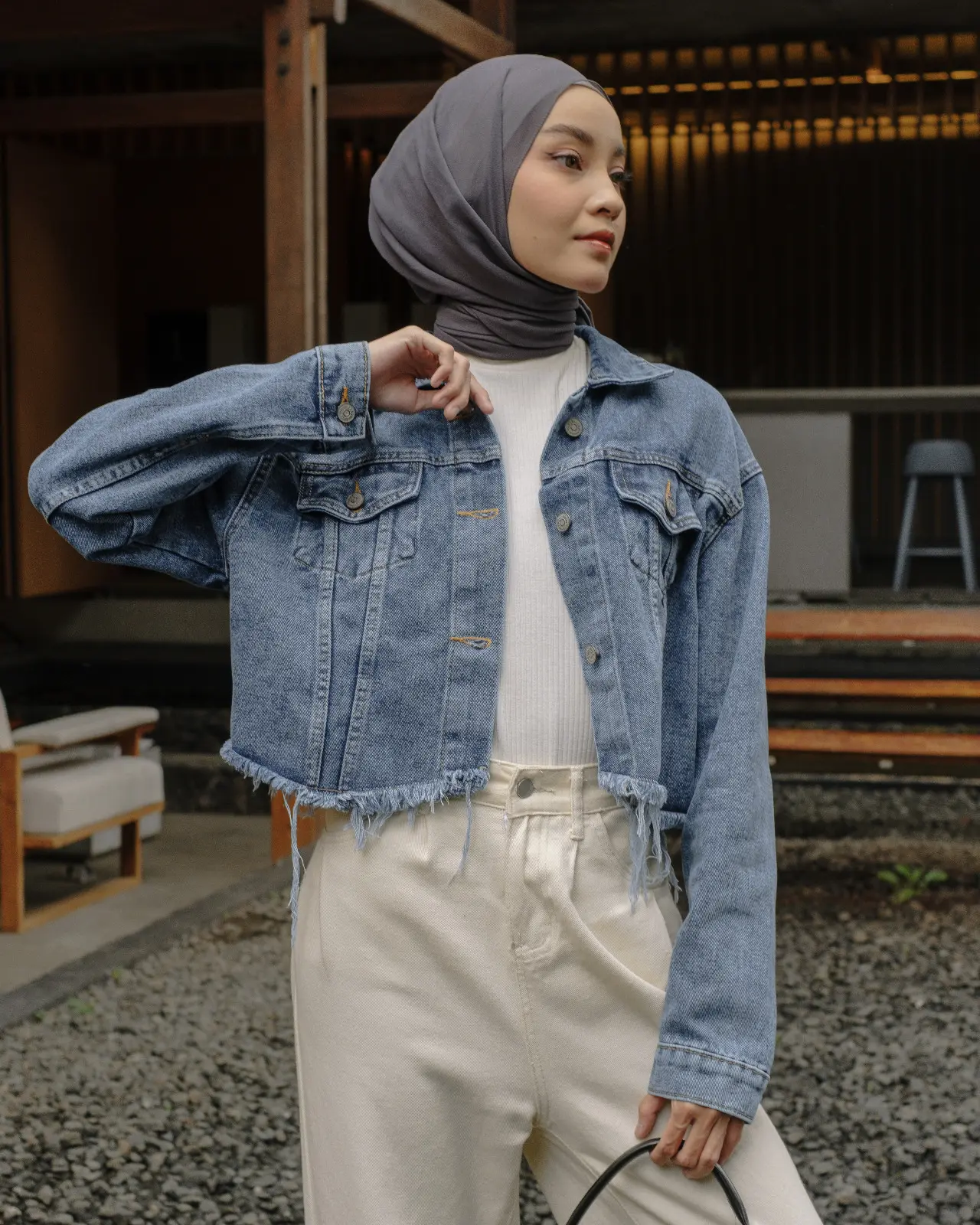 Darlene Denim Crop Jacket Acid - Image 2