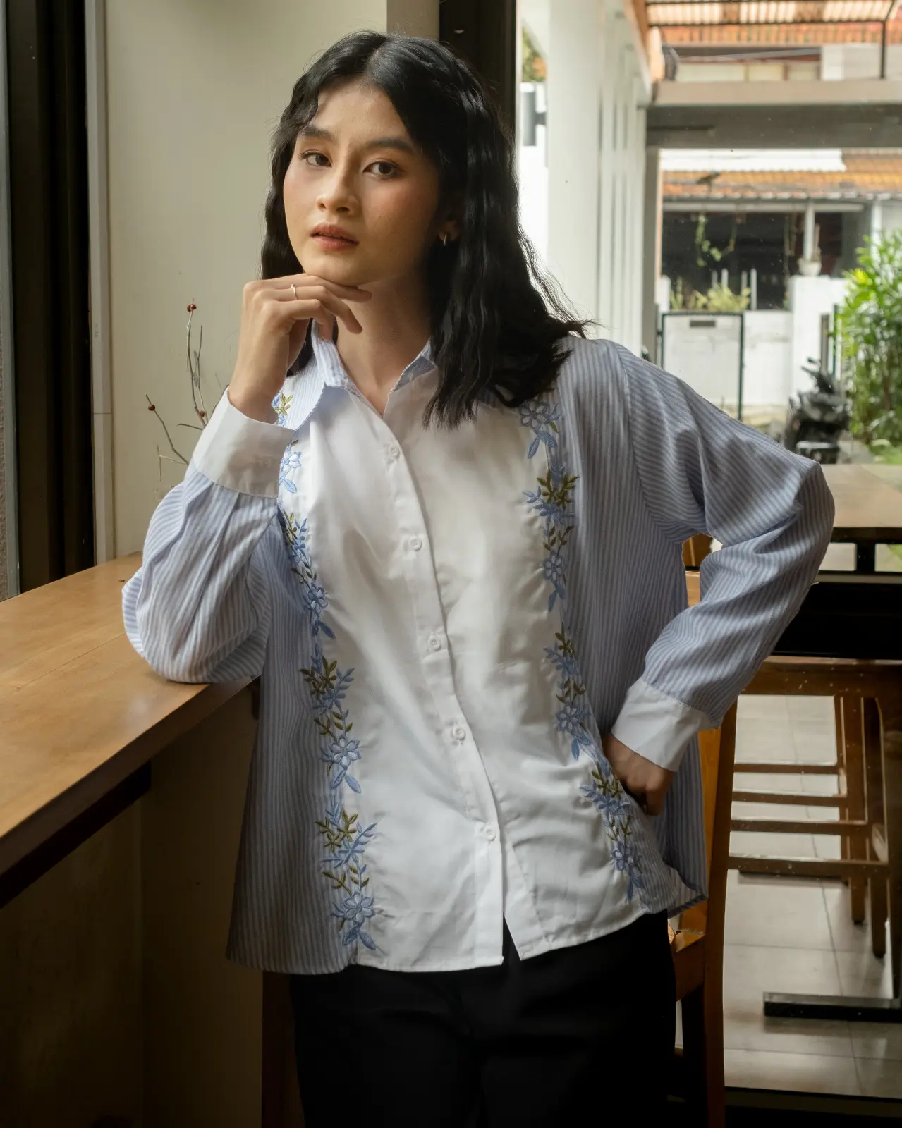Delicia Stripe Shirt Blue - Image 3