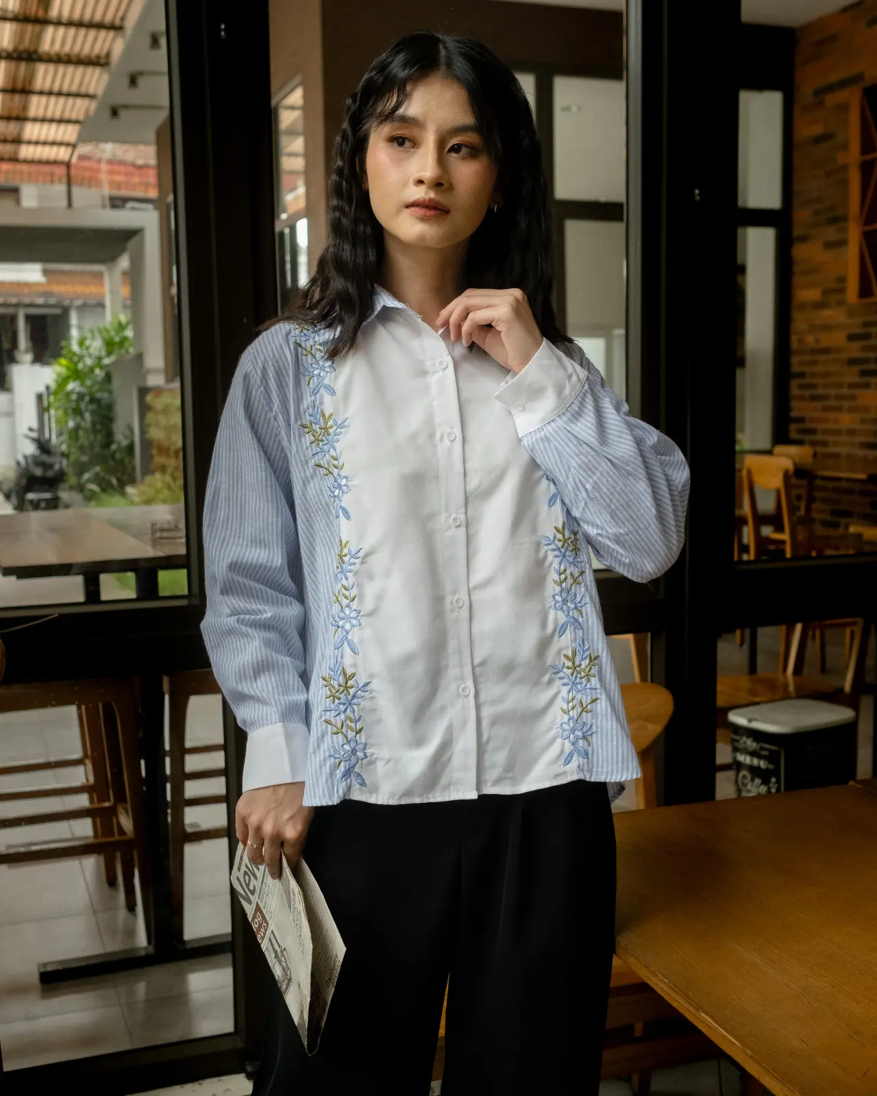 Delicia Stripe Shirt Blue - Image 2