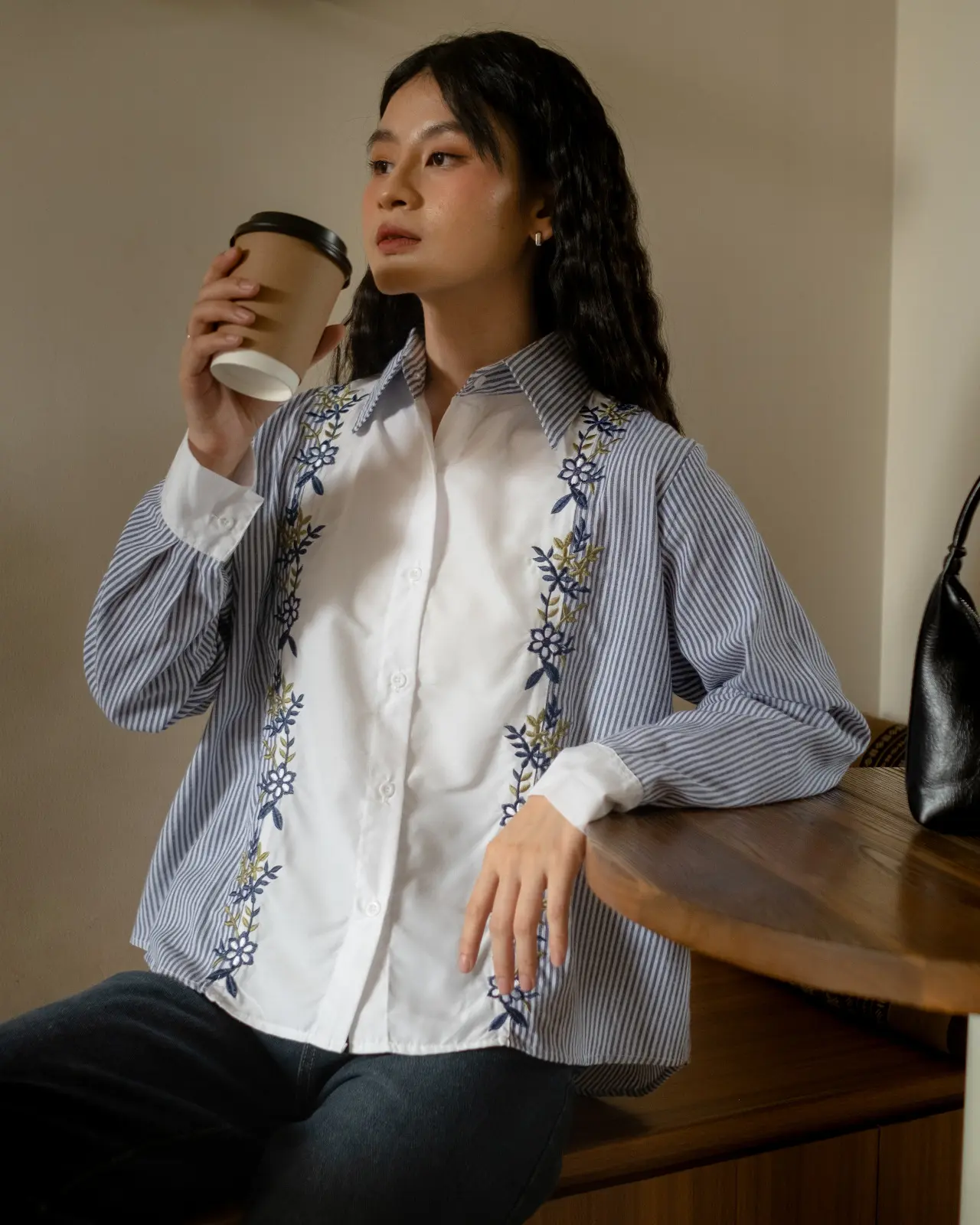 Delicia Stripe Shirt Blue Denim - Image 2