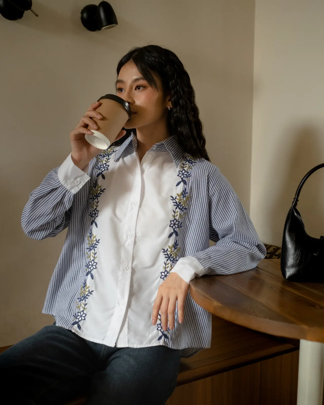 Delicia Stripe Shirt Blue Denim