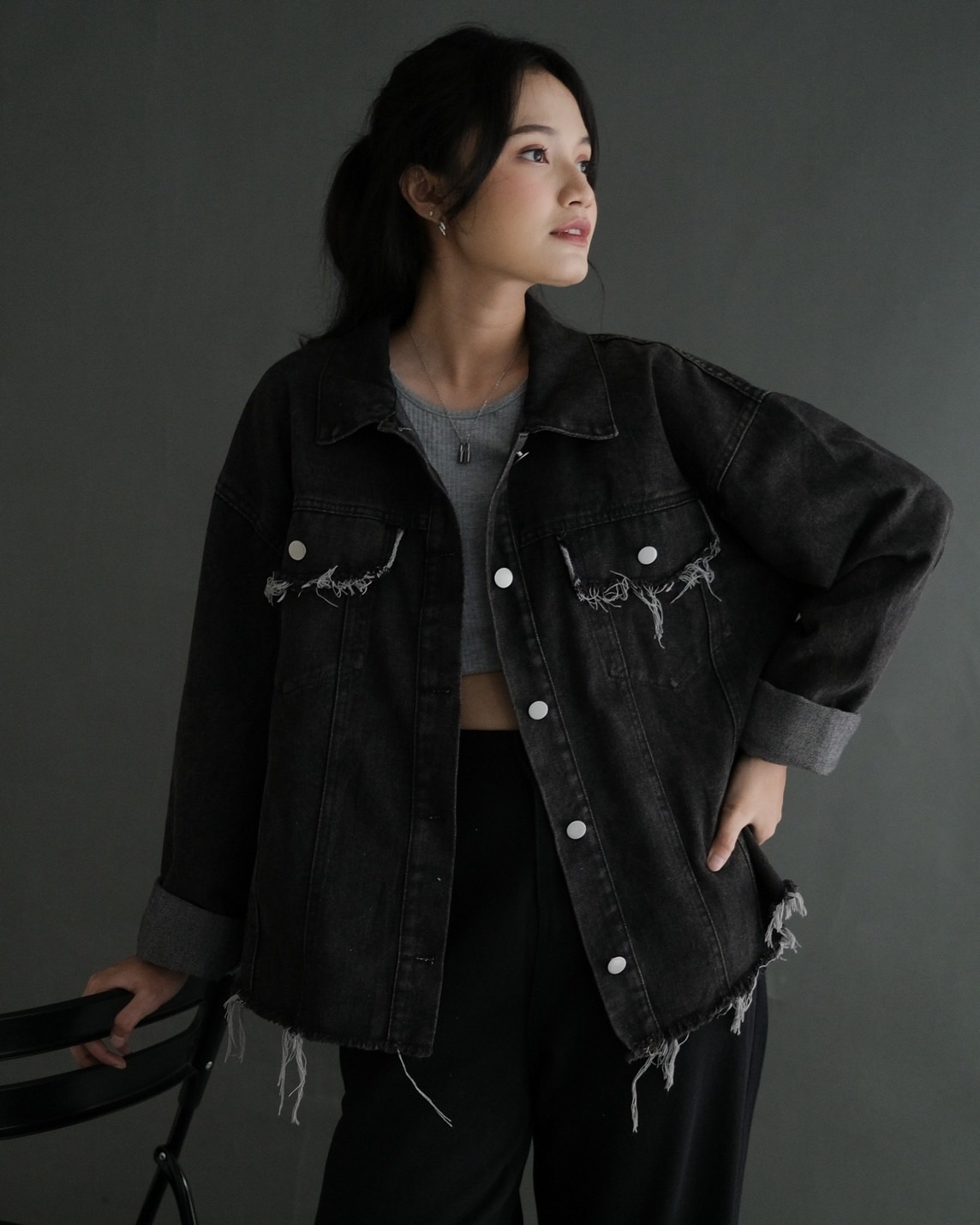Fizea Denim Jacket Kode 291 Misty Black - Image 3