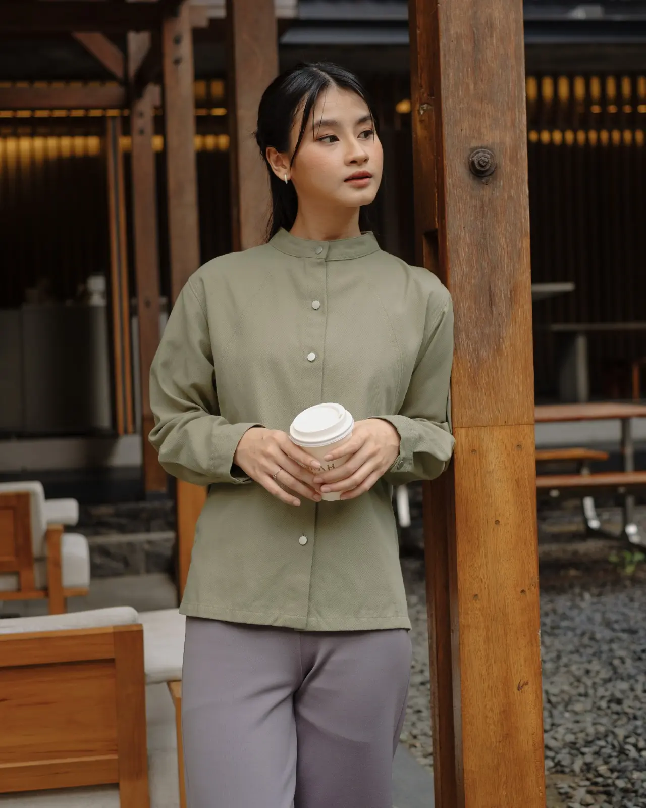 Halia Shirt Kode L126 Sage Green