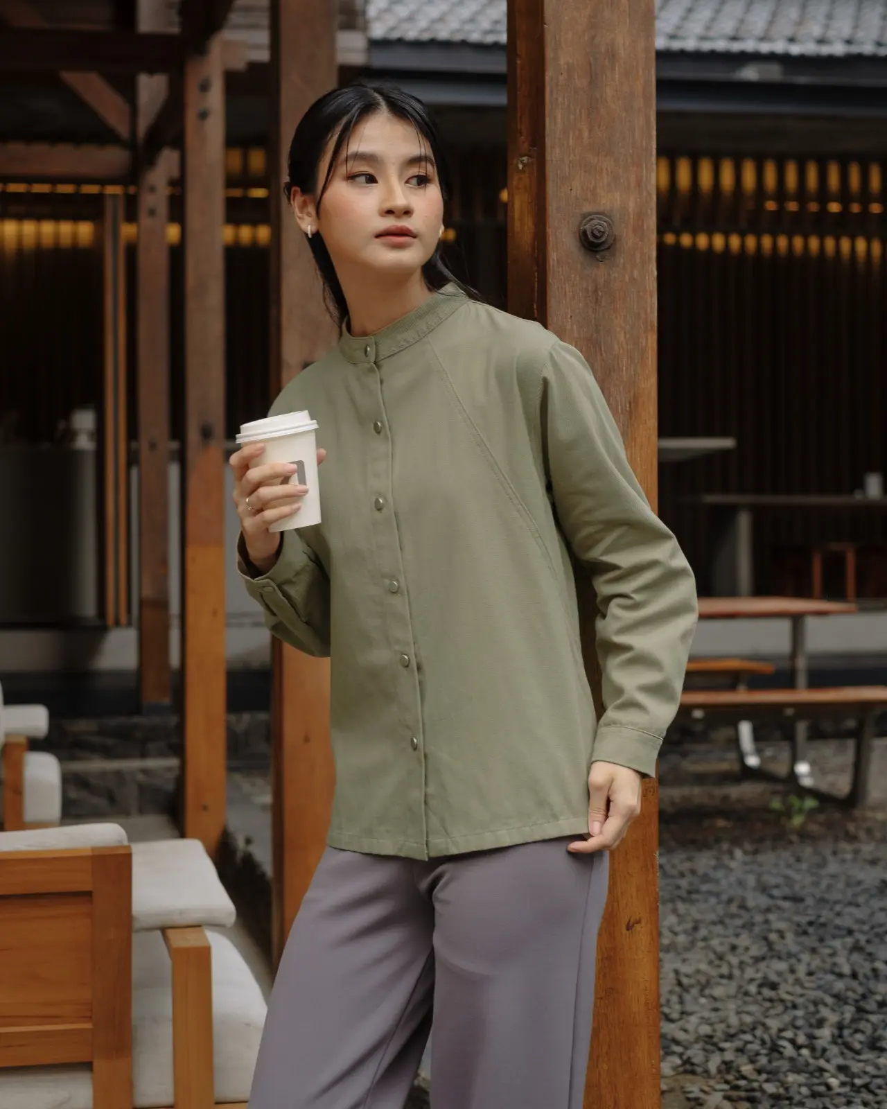 Halia Shirt Kode L126 Sage Green - Image 2