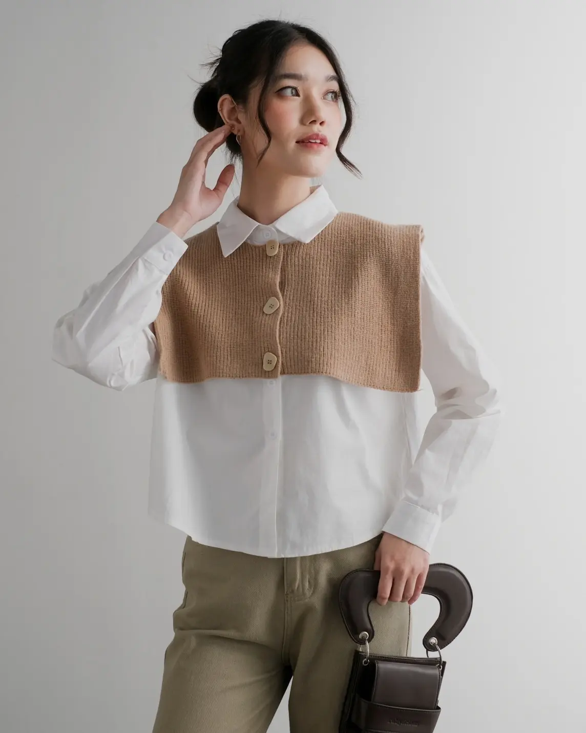Hazima Set Kode 159 Broken White-Khaki - Image 2