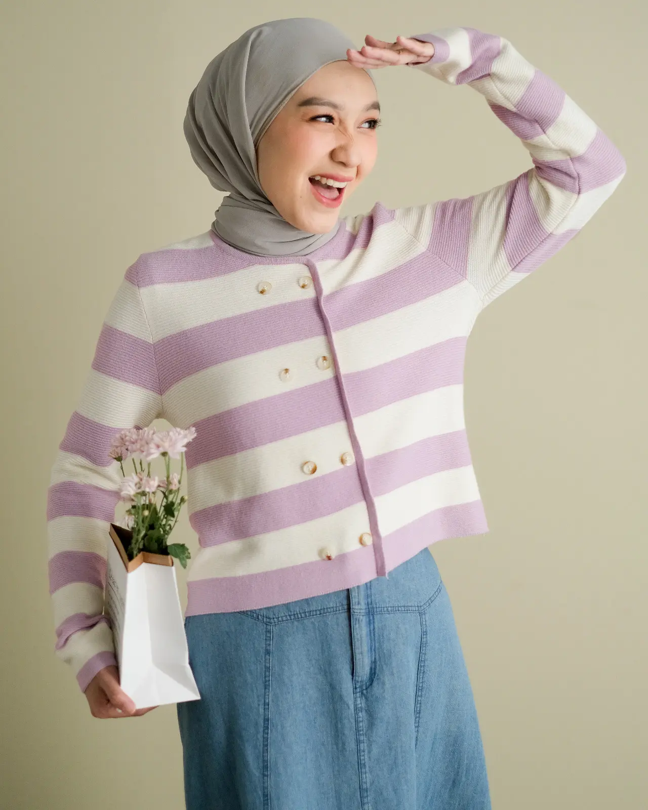 Jiana Stripe Longsleeve Kode 156 Lilac - Image 3