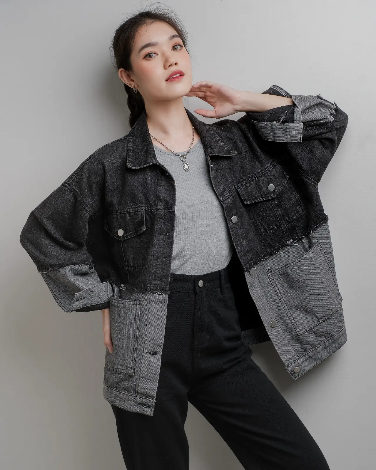 Qanshana Denim Jacket Kode 289 Misty Black