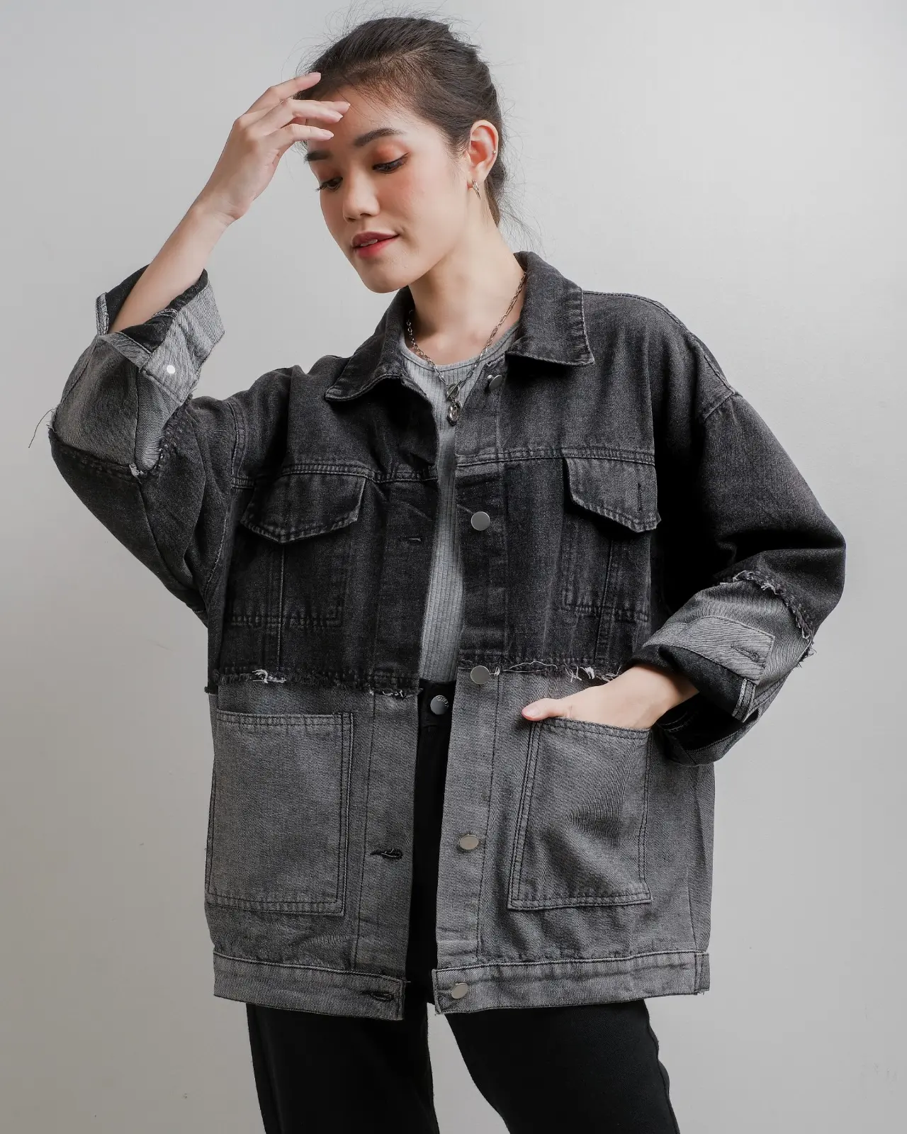 Qanshana Denim Jacket Kode 289 Misty Black - Image 2