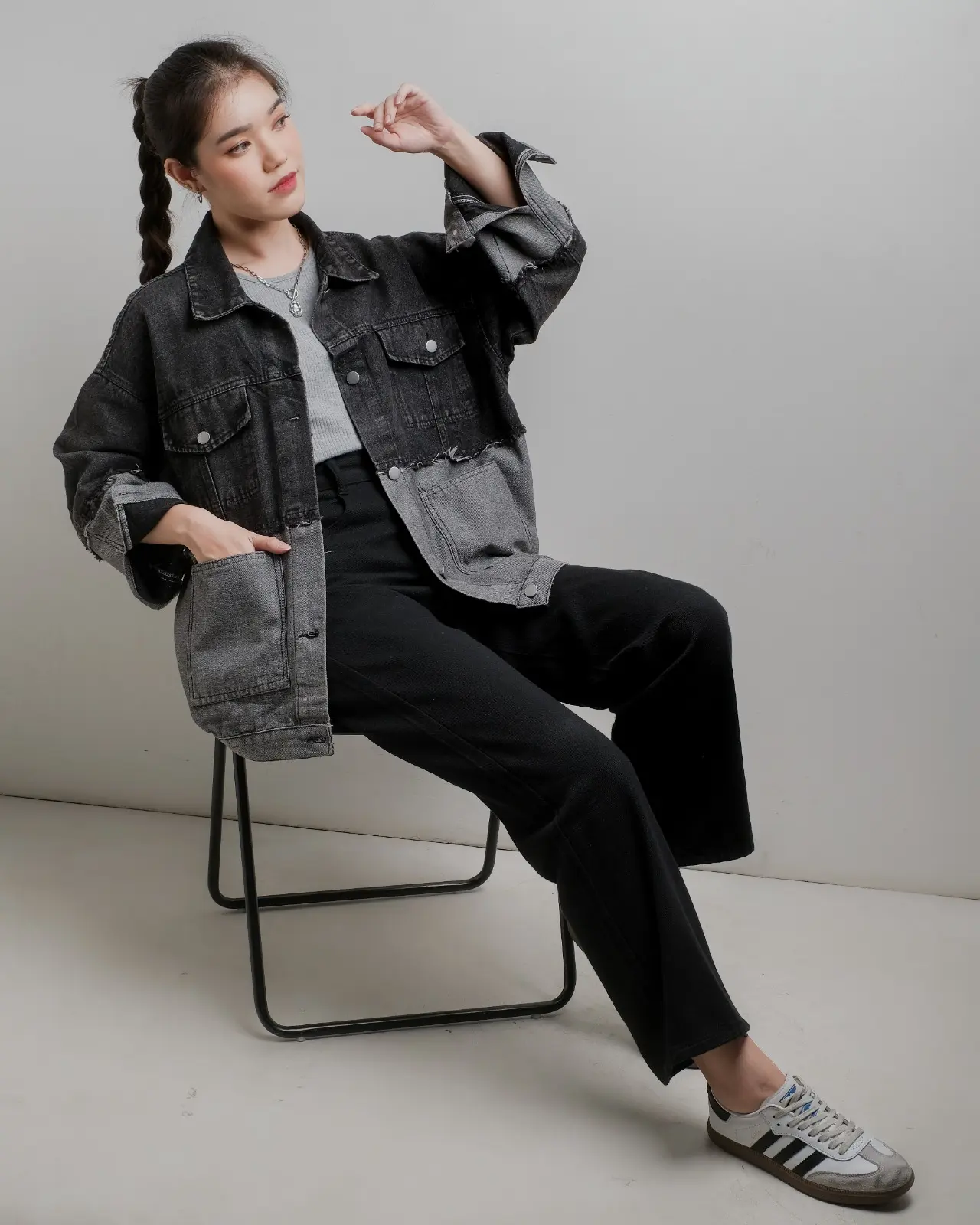 Qanshana Denim Jacket Kode 289 Misty Black - Image 3