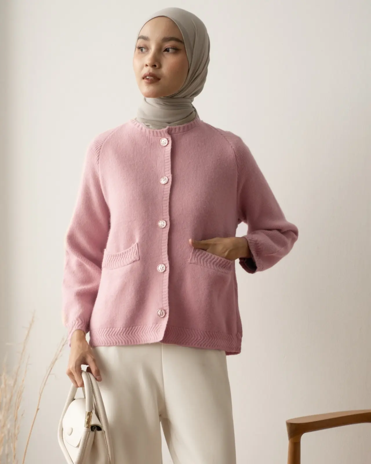 Qisya Cardi Kode 237 Dusty Pink