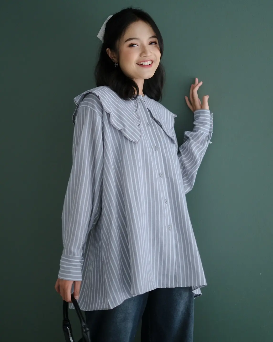 Adalyn Stripe Shirt Misty Grey - Image 2