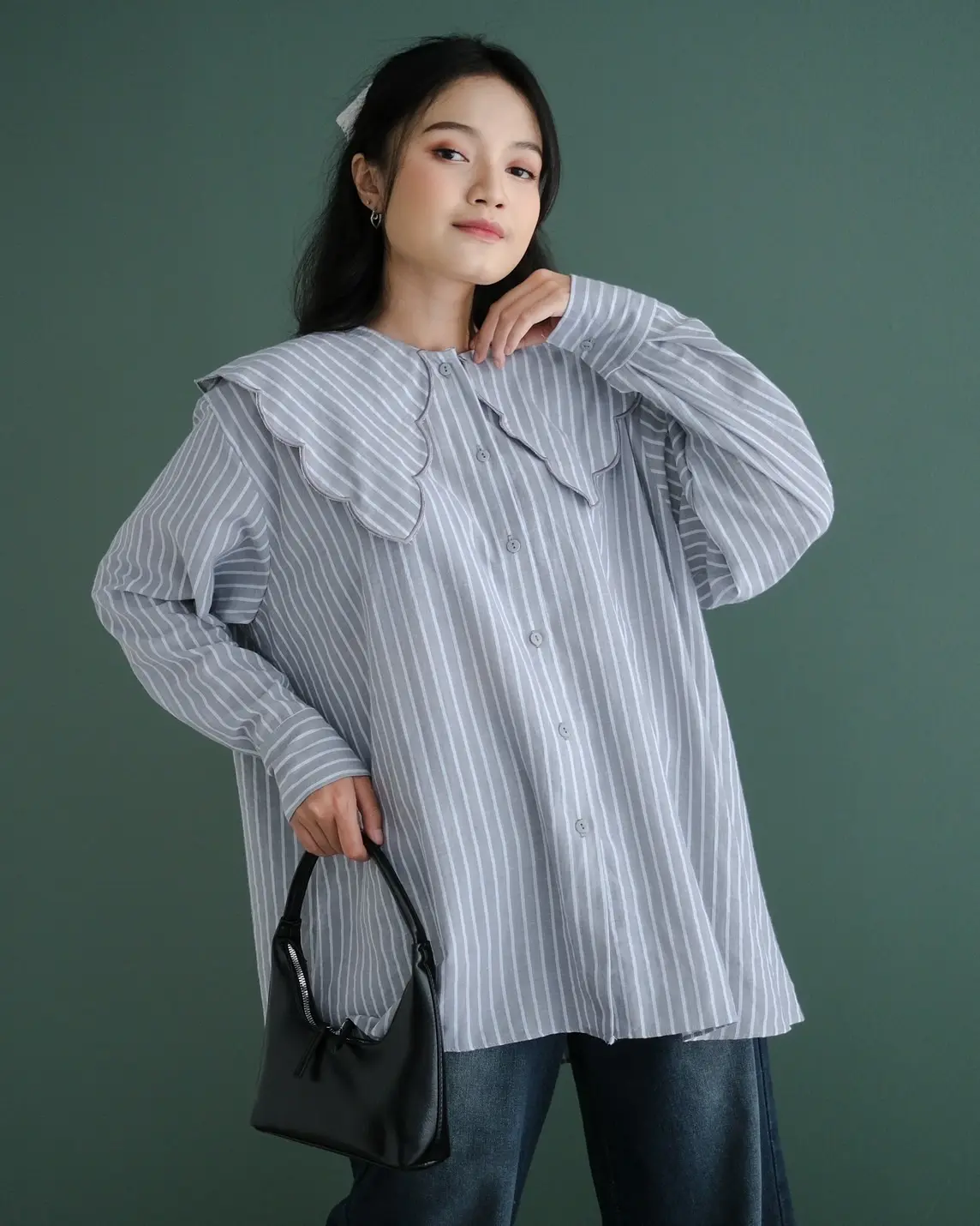Adalyn Stripe Shirt Misty Grey