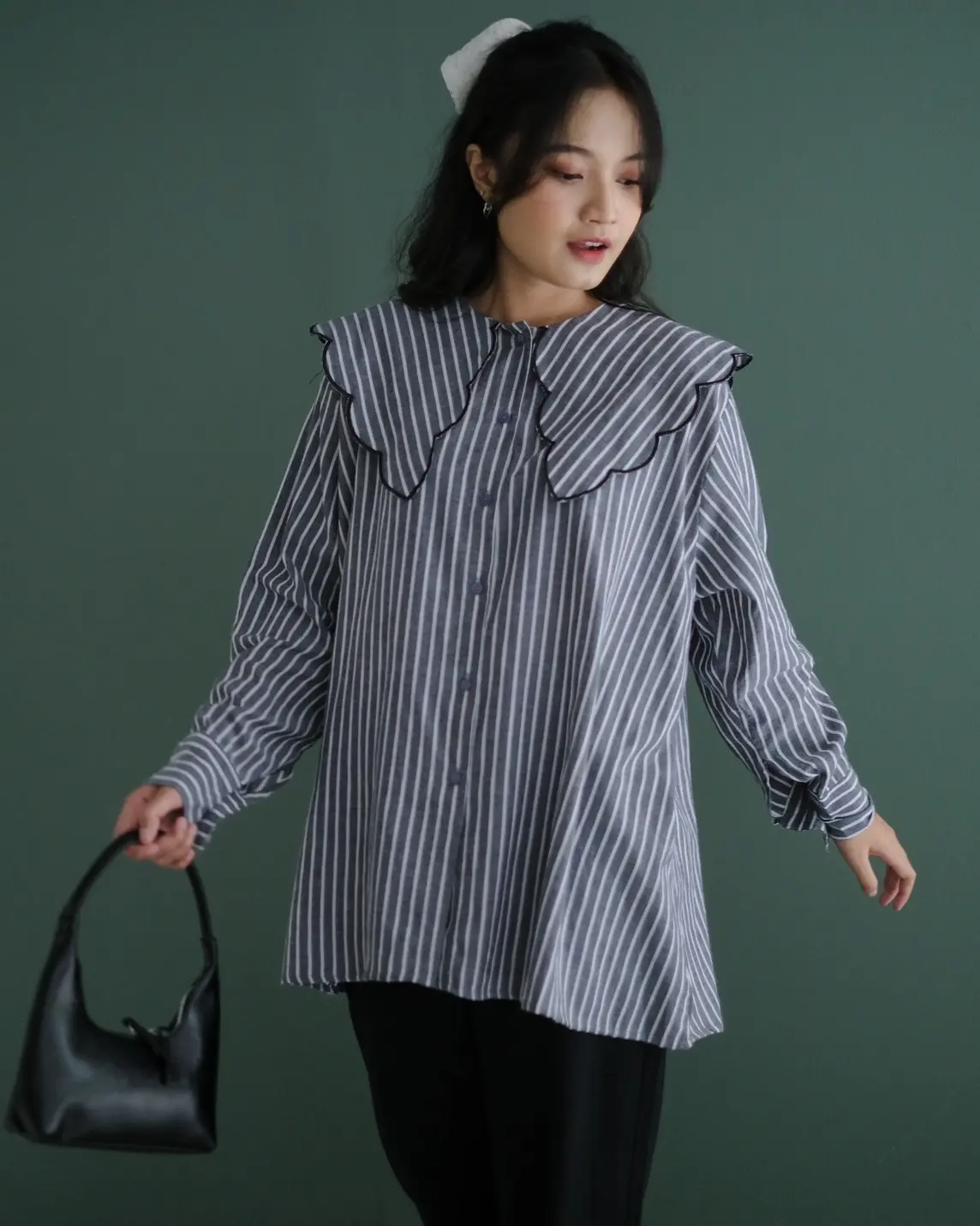 Adalyn Stripe Shirt Misty Black - Image 2