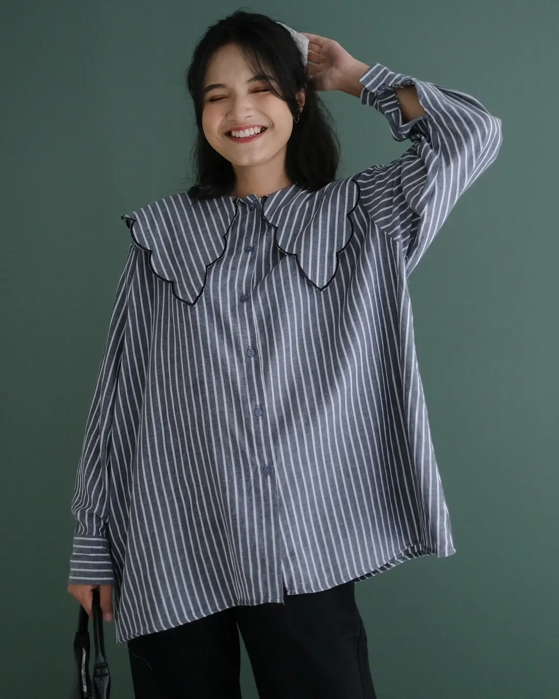 Adalyn Stripe Shirt Misty Black