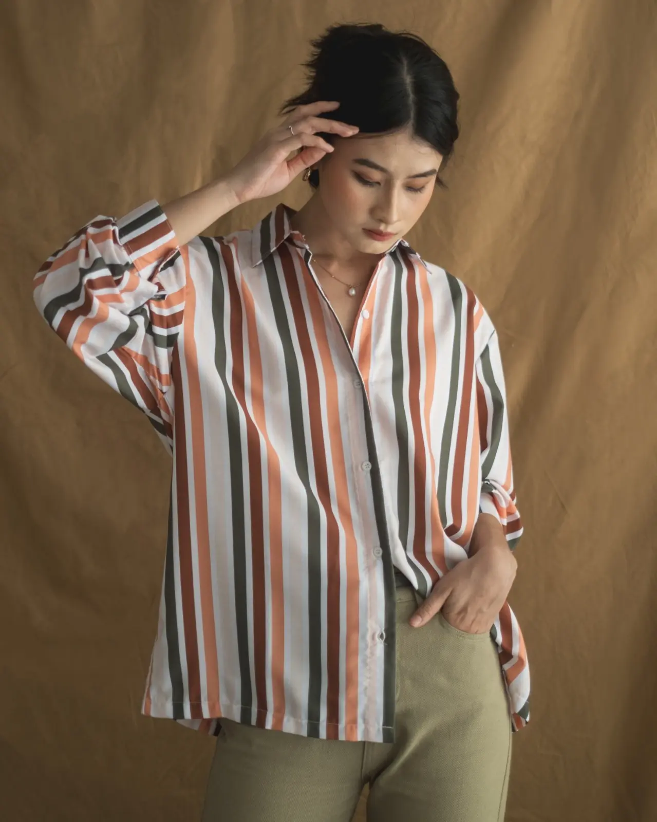 Advika Stripe Shirt Brown