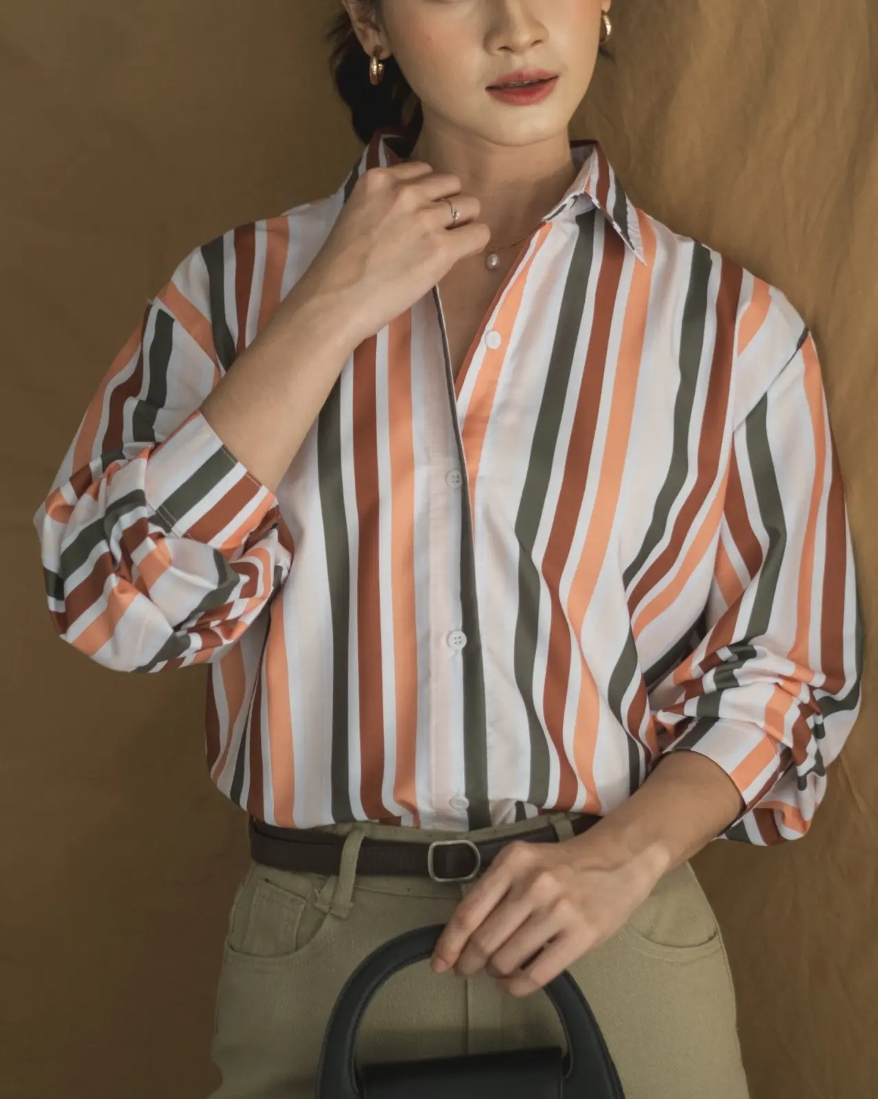 Alternative view of Advika Stripe Shirt Brown