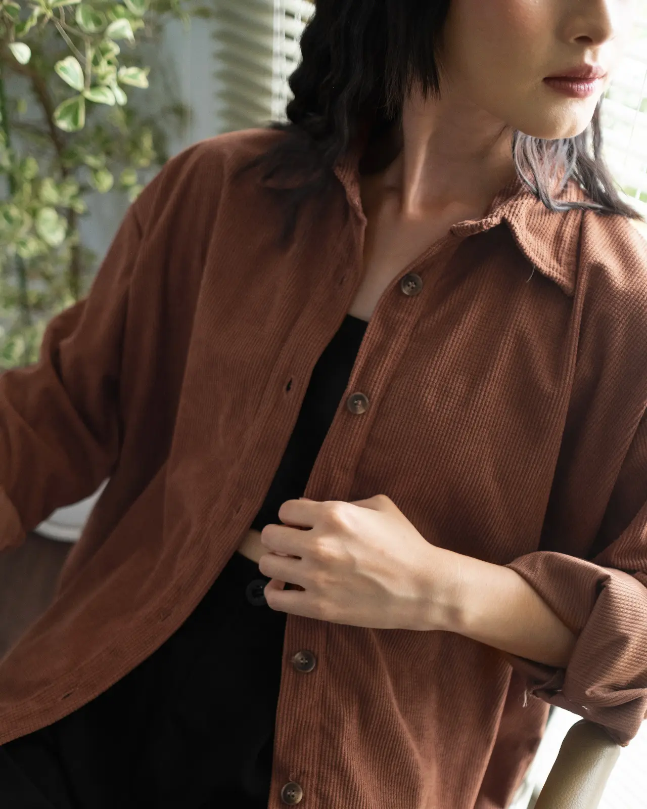 Clemira Oversized Shirt Kode F136-1 Brown - Image 2