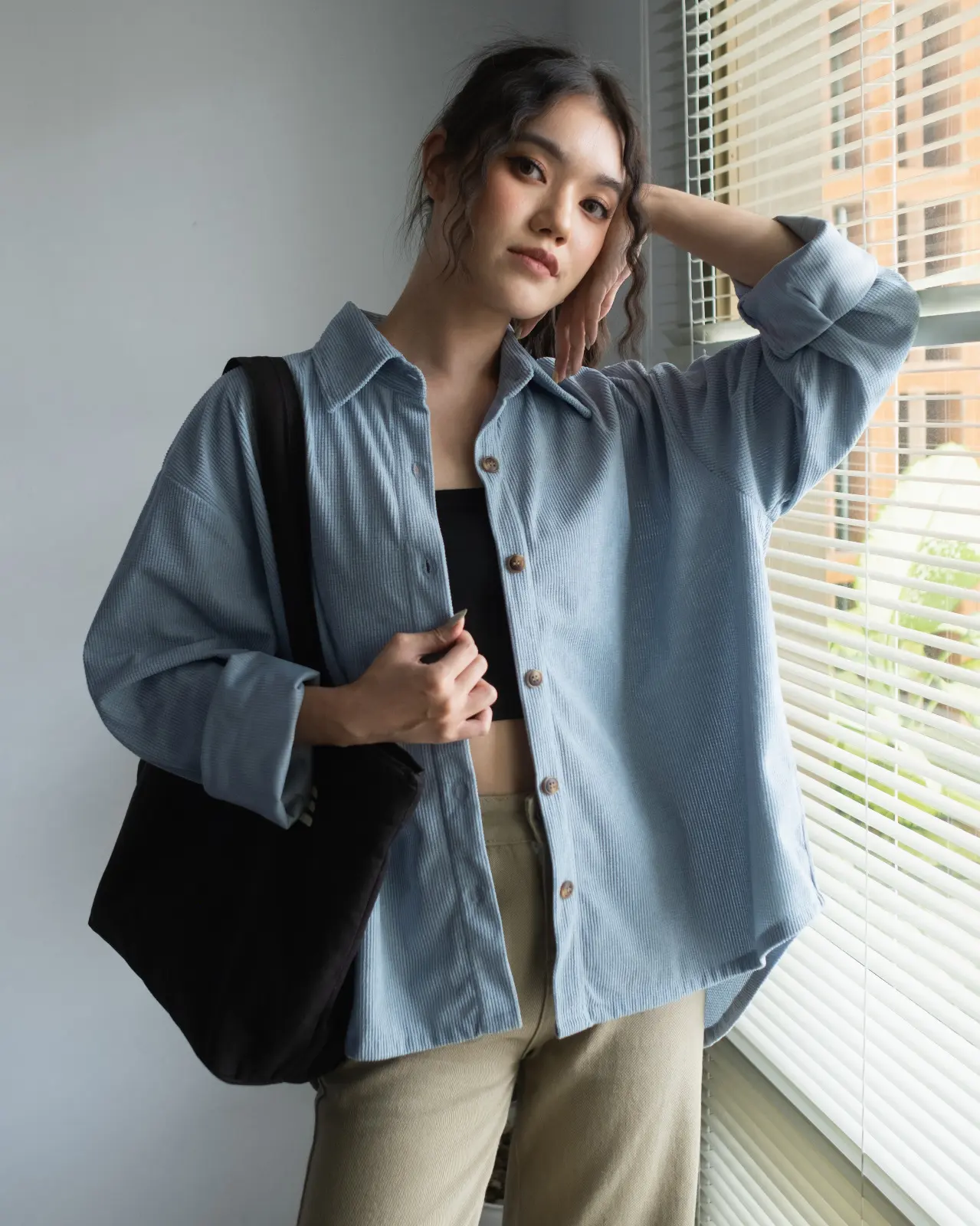 Clemira Oversized Shirt Kode F136-1 Blue