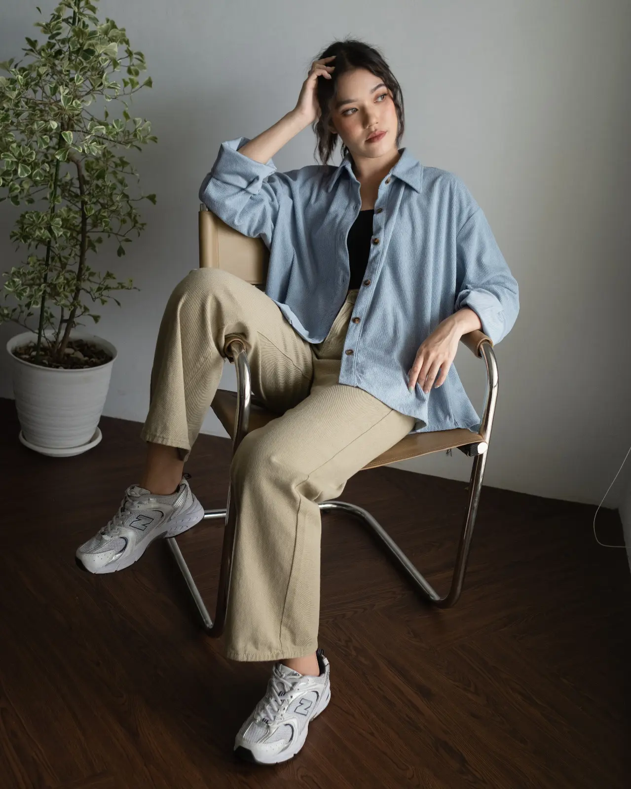 Clemira Oversized Shirt Kode F136-1 Blue - Image 3