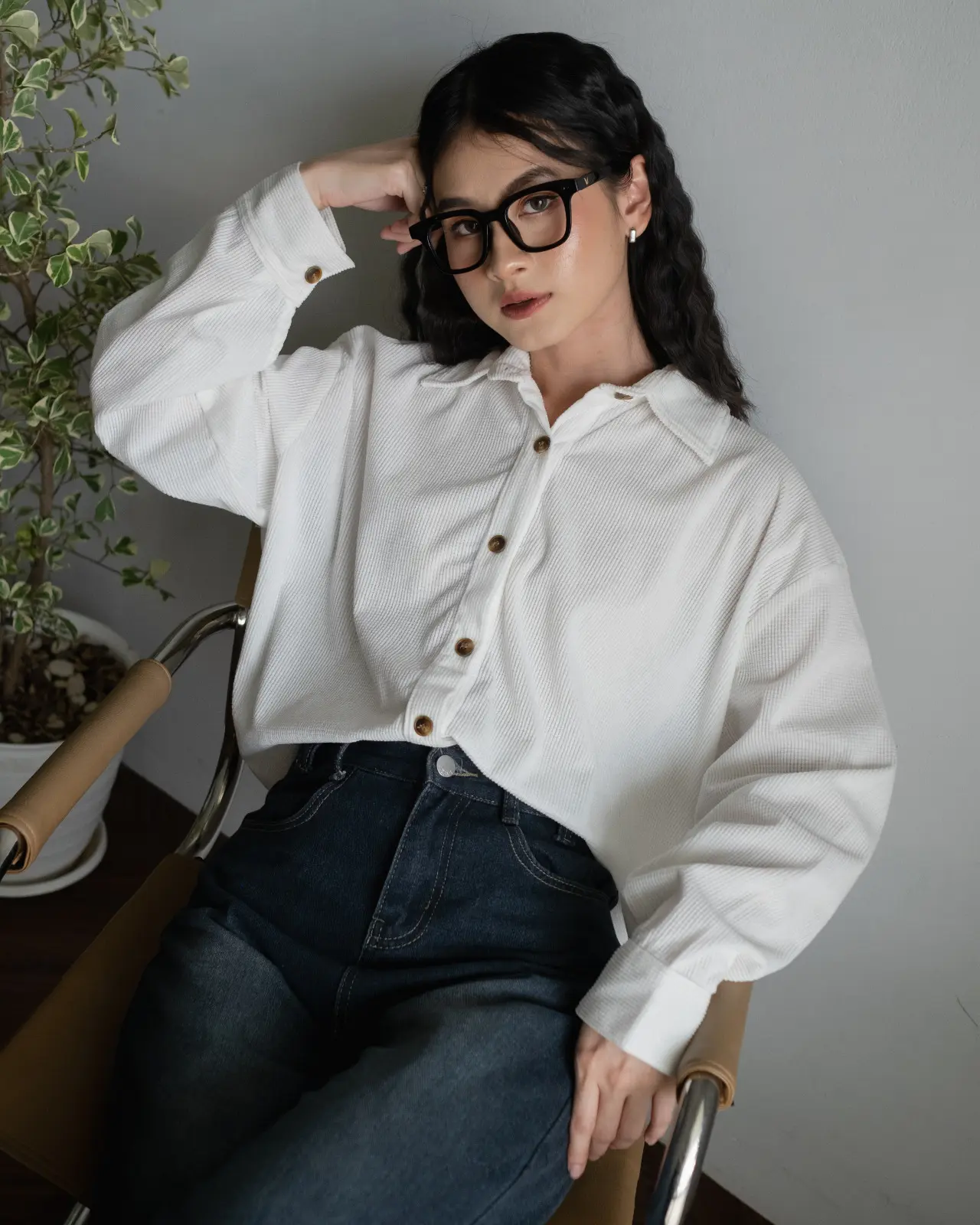 Clemira Oversized Shirt Kode F136-1 Broken White