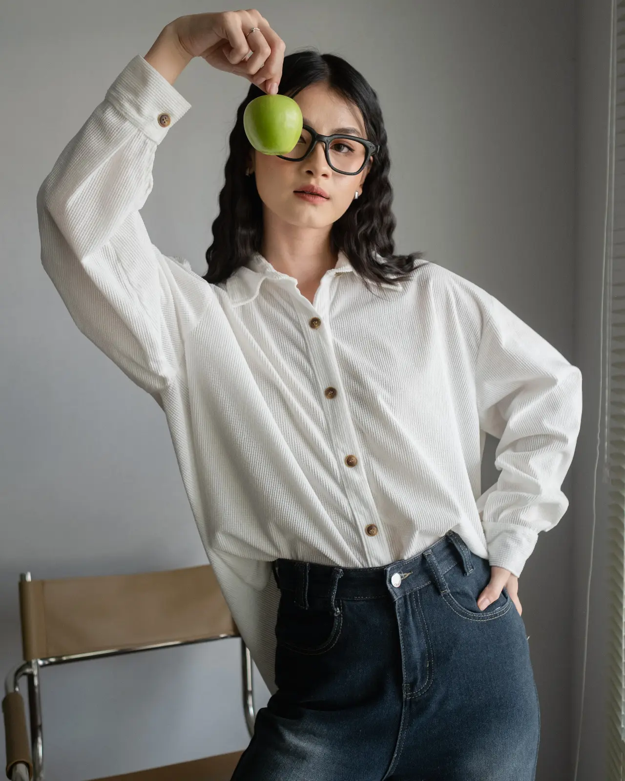 Clemira Oversized Shirt Kode F136-1 Broken White - Image 2