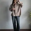 Clemira Oversized Shirt Kode F136-1 Khaki - Image 3