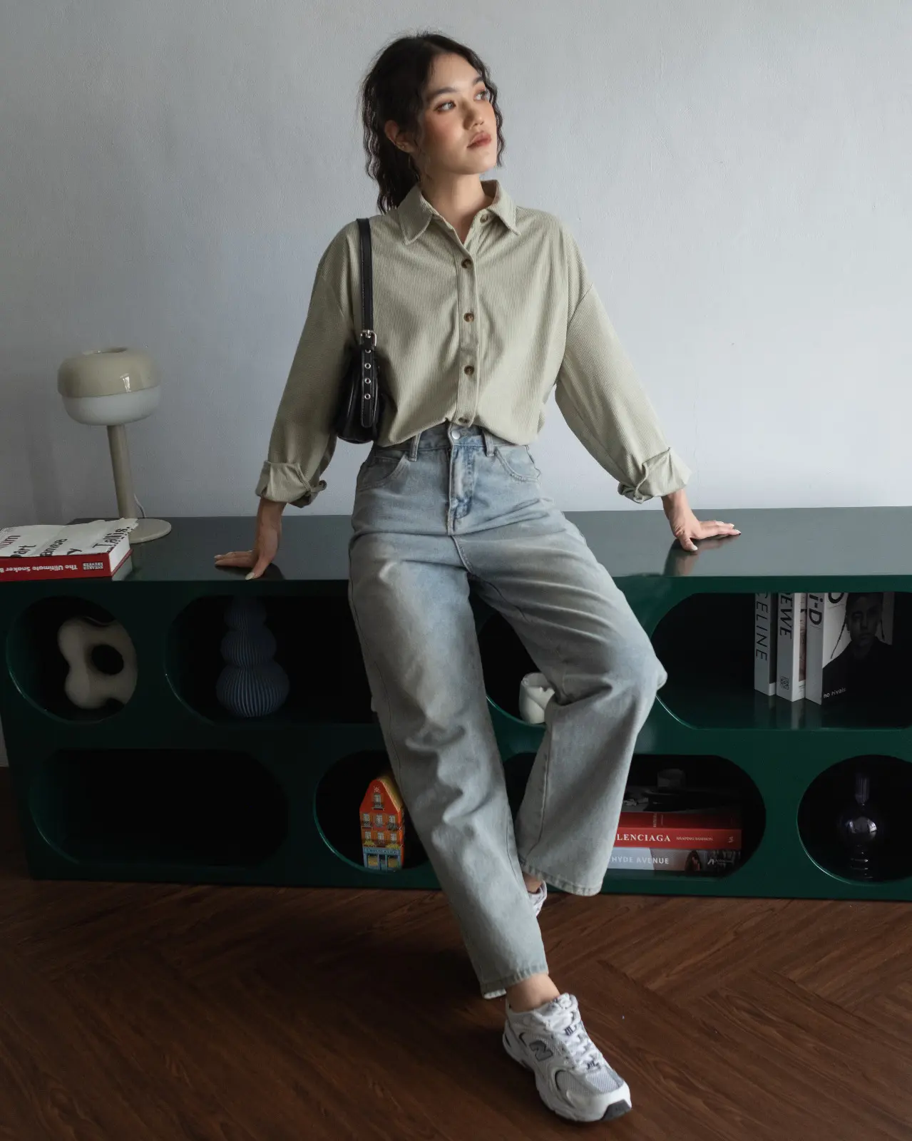 Clemira Oversized Shirt Kode F136-1 Sage Green