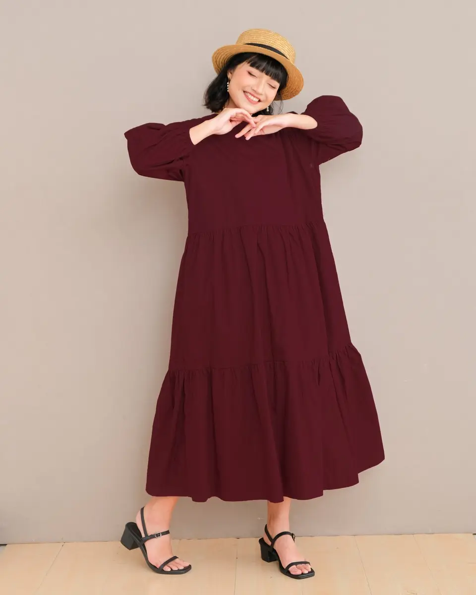 Dotty Maxi Dress Kode 6183 Maroon - Image 2