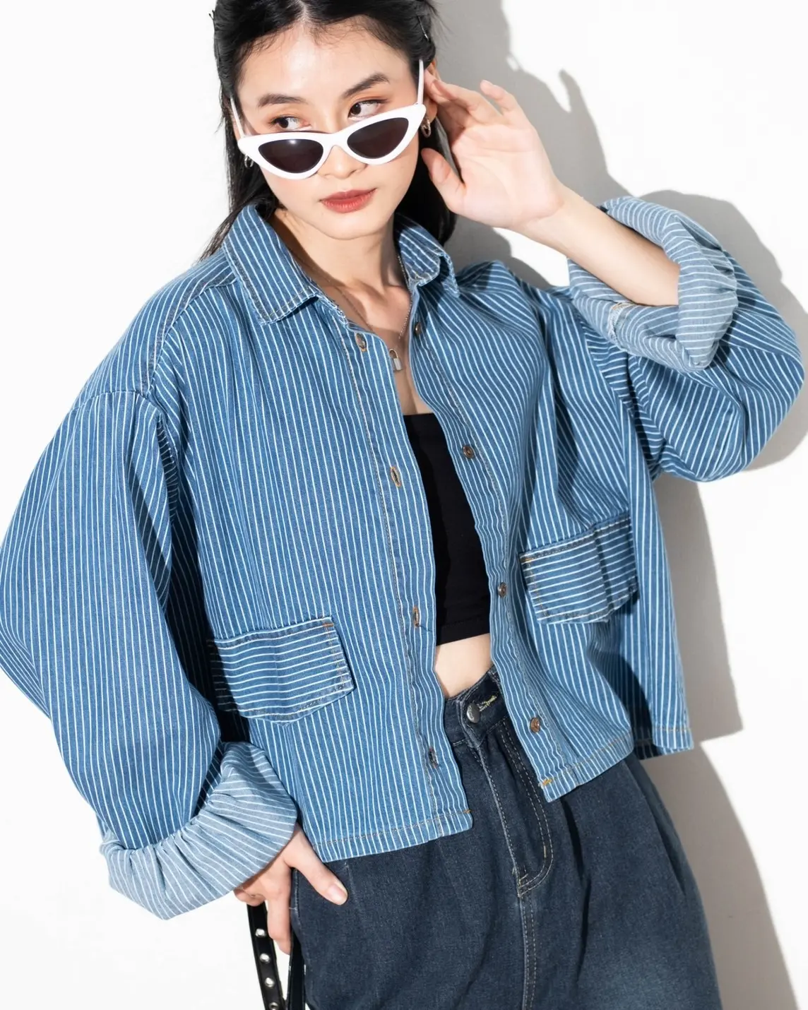 Jorina Denim Shirt Kode Q1016 Dark Blue