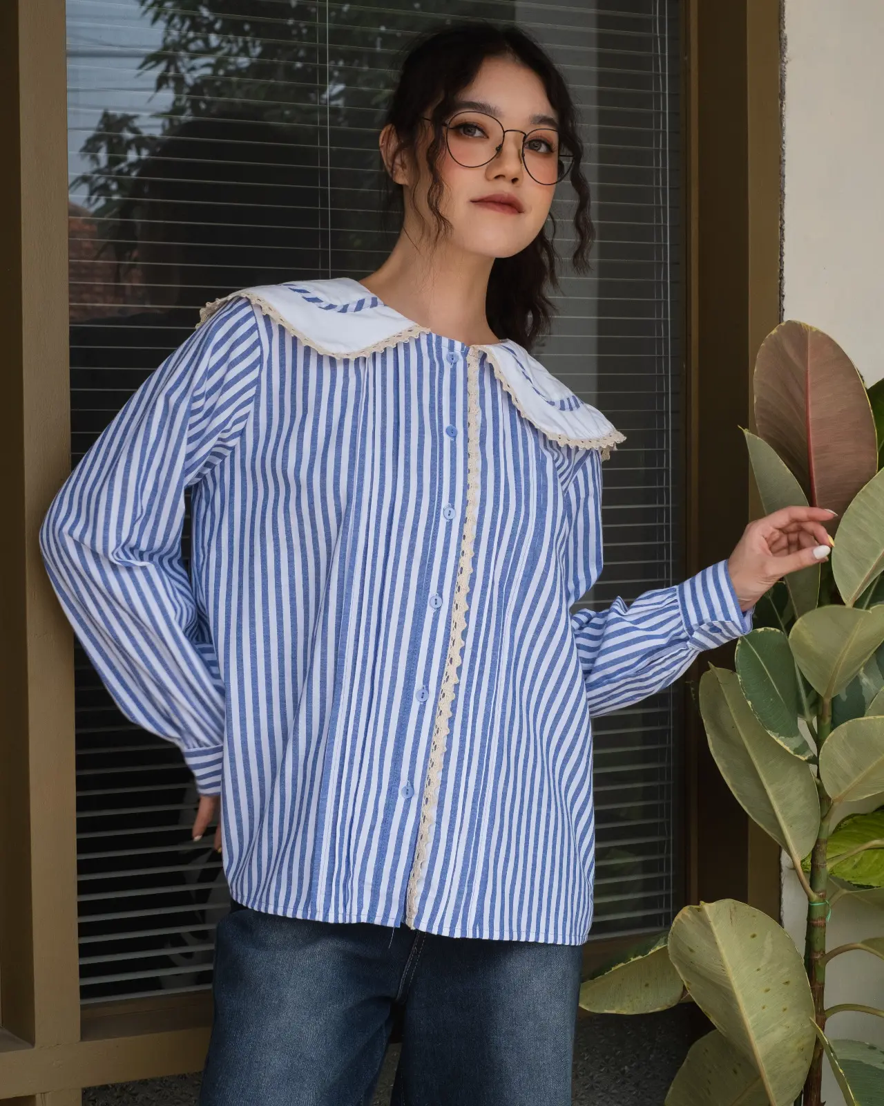 Kiana Stripe Shirt Blue Denim - Image 2