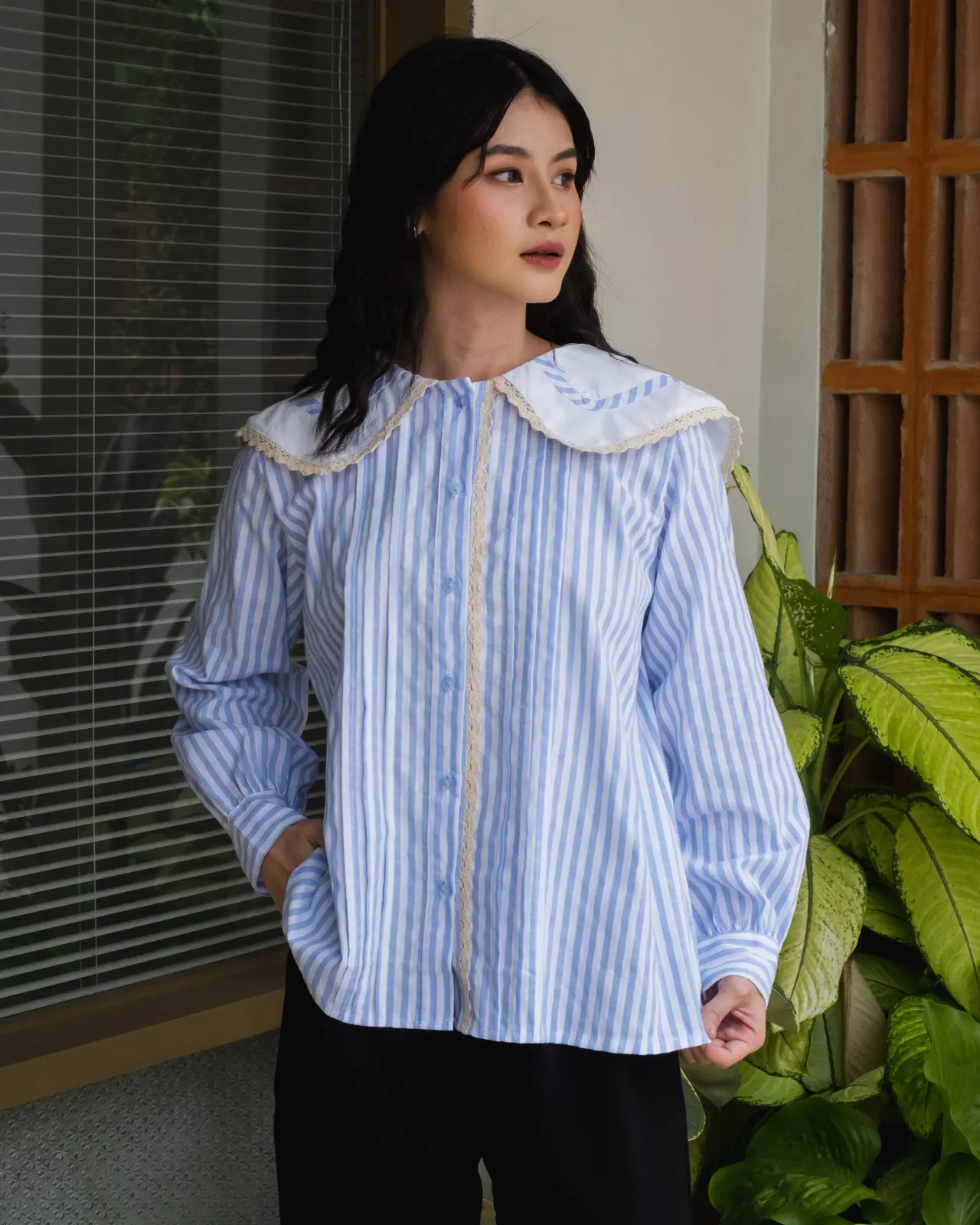Kiana Stripe Shirt Blue - Image 3