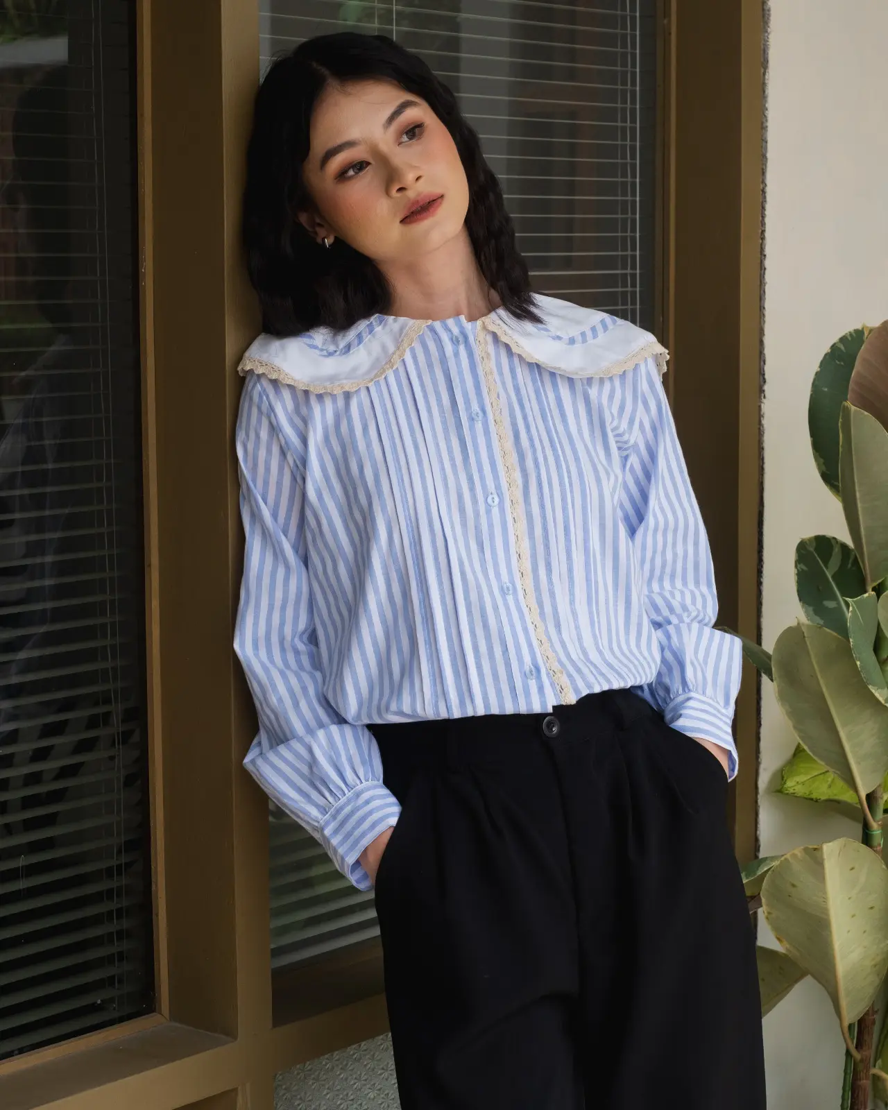 Kiana Stripe Shirt Blue