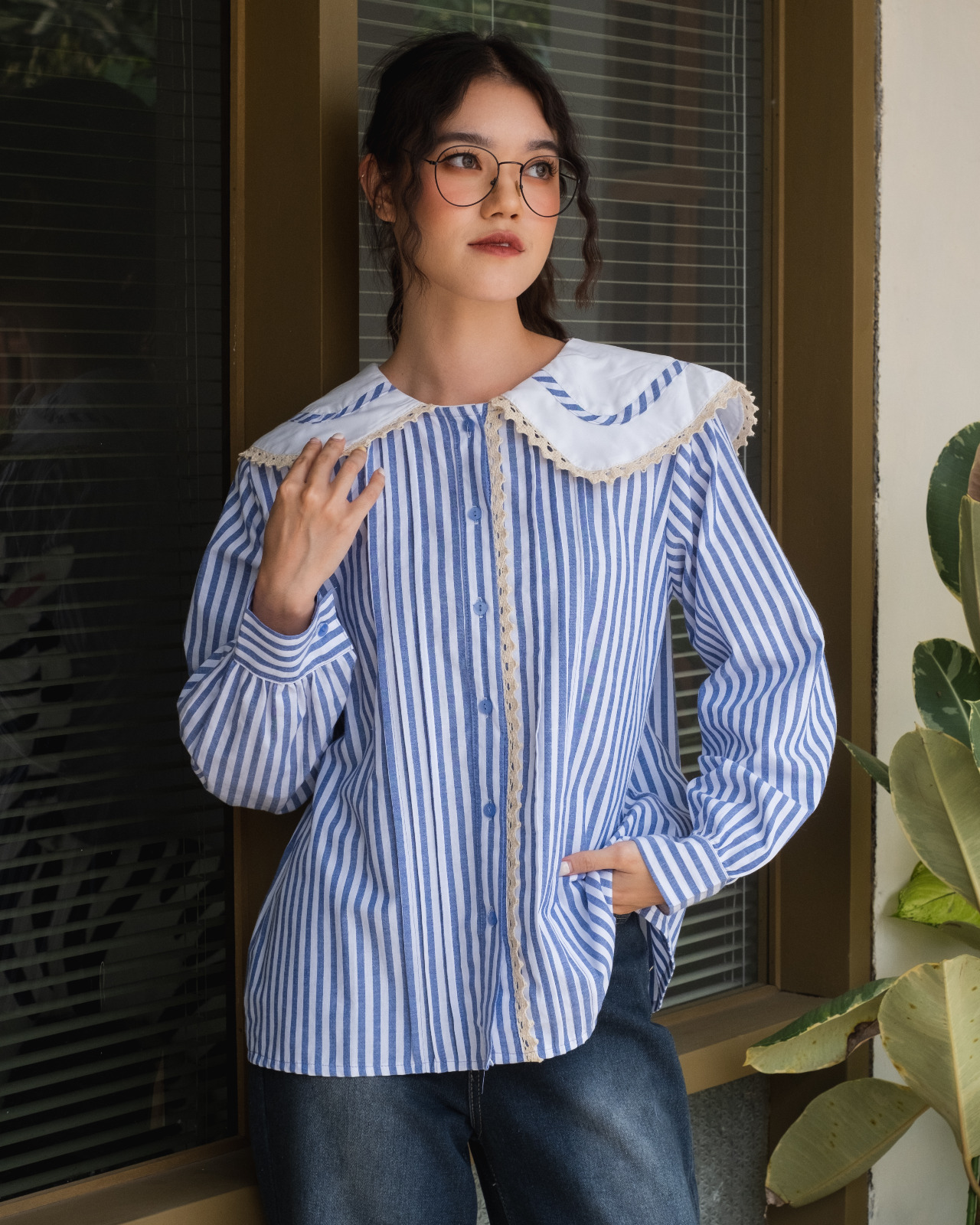Kiana Stripe Shirt Blue Denim