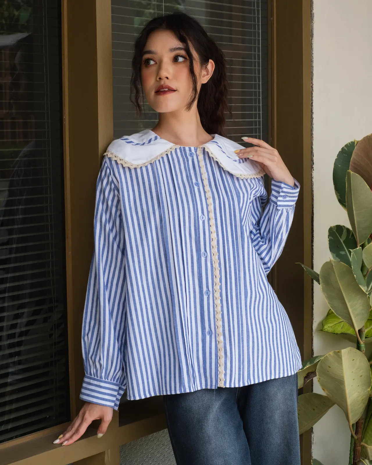 Kiana Stripe Shirt Blue Denim - Image 3
